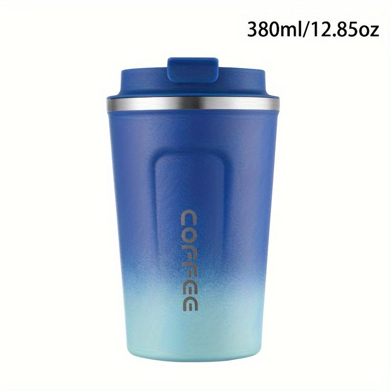 1pc Double Wall Stainless Steel Insulated Coffee Mug, 380ml/510ml, Leak-Proof, Portable, Sealable Lid, BPA-Free, Ideal for Outdoor Camping, Travel, Sports, Gym, Car Use, Hot and Cold Beverages, Perfect Gift for Valentine's, M