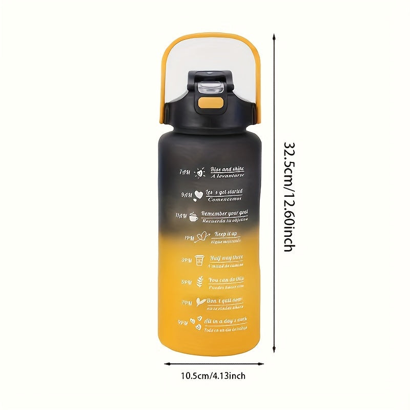 3-Pack/1-Pack/2-Pack Large Capacity Motivational Water Bottle With Time Marker, Leakproof, 32oz/64oz, With Durable Carrying Strap, For Fitness, Gym, Outdoor Sports