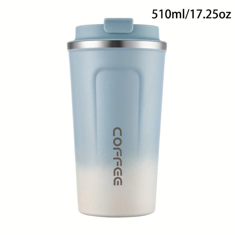 1pc Double Wall Stainless Steel Insulated Coffee Mug, 380ml/510ml, Leak-Proof, Portable, Sealable Lid, BPA-Free, Ideal for Outdoor Camping, Travel, Sports, Gym, Car Use, Hot and Cold Beverages, Perfect Gift for Valentine's, M