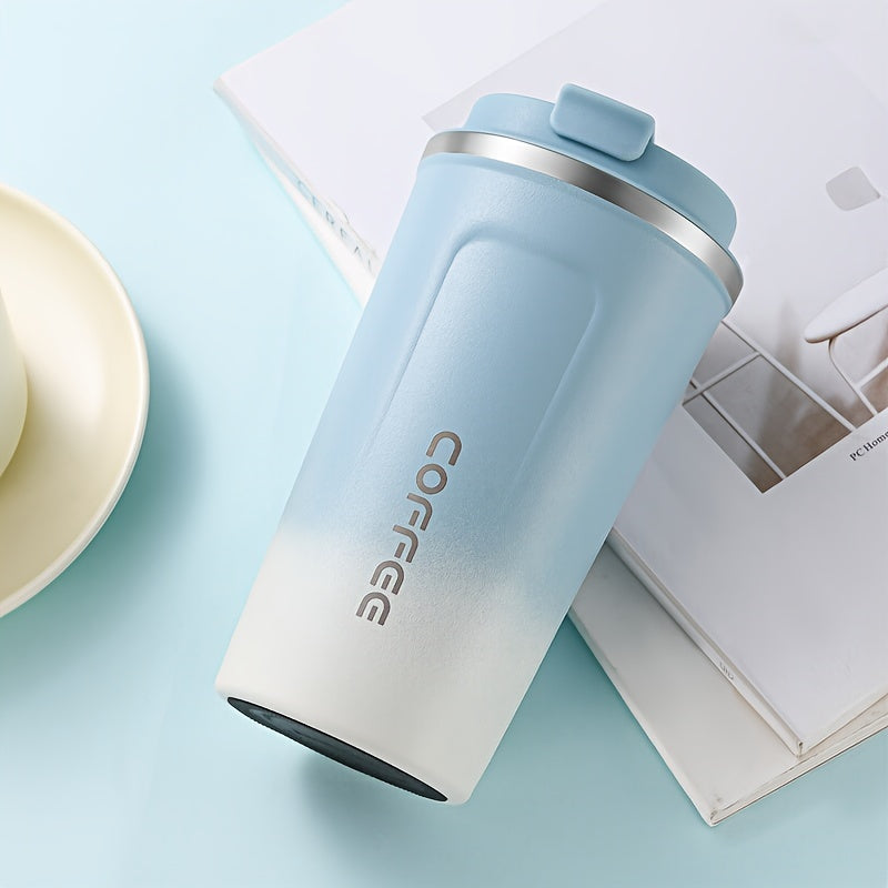 1pc Double Wall Stainless Steel Insulated Coffee Mug, 380ml/510ml, Leak-Proof, Portable, Sealable Lid, BPA-Free, Ideal for Outdoor Camping, Travel, Sports, Gym, Car Use, Hot and Cold Beverages, Perfect Gift for Valentine's, M