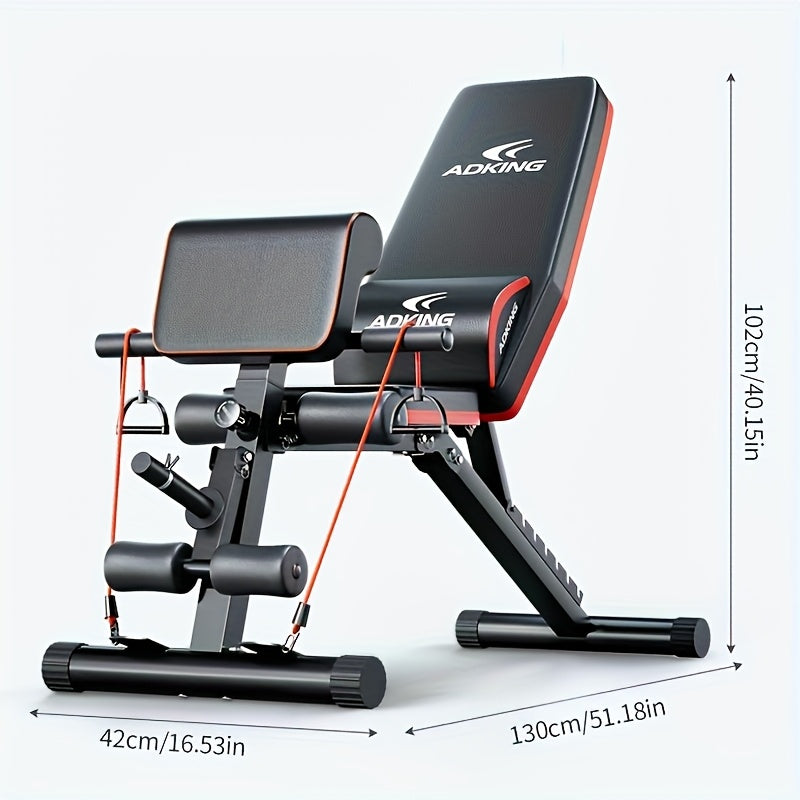 1pc Adjustable Weight Bench with Sit-Up Assistant, 13-in-1 Folding Dumbbell Workout Chair, Iron Material, for Home Gym Fitness Equipment