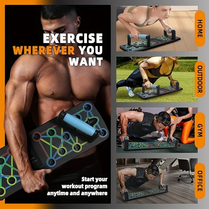 11pcs/set Push Up Board, Portable Foldable With Resistance Band, Home Gym Push Up Bar, Floor Push Up Handle, Professional Strength Training Equipment For Men And Women