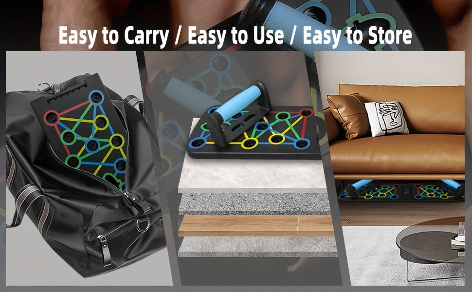 11pcs/set Push Up Board, Portable Foldable With Resistance Band, Home Gym Push Up Bar, Floor Push Up Handle, Professional Strength Training Equipment For Men And Women