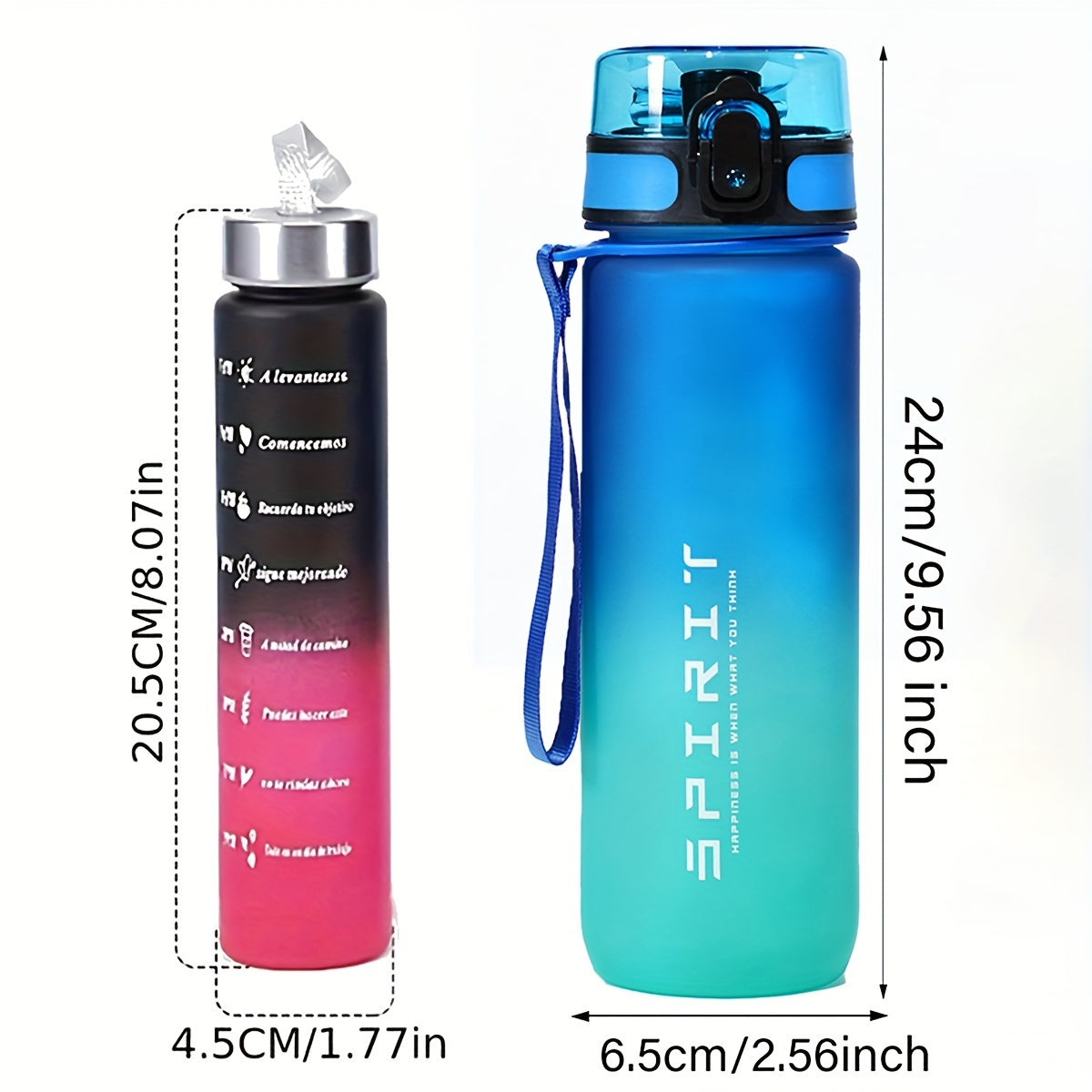 1pc Gradient Color Water Bottle With Straw Lid, Leakproof Sports Flask, Portable With Carry Loop, Insulated For Hot/Cold Beverages, Gym/Outdoor/Travel Use