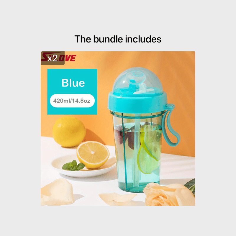 1pc 600ml/21.2oz 420ml/14.8oz Kawaii Double Water Bottles - Portable & Large Capacity - Perfect For Outdoor Activities & Sports