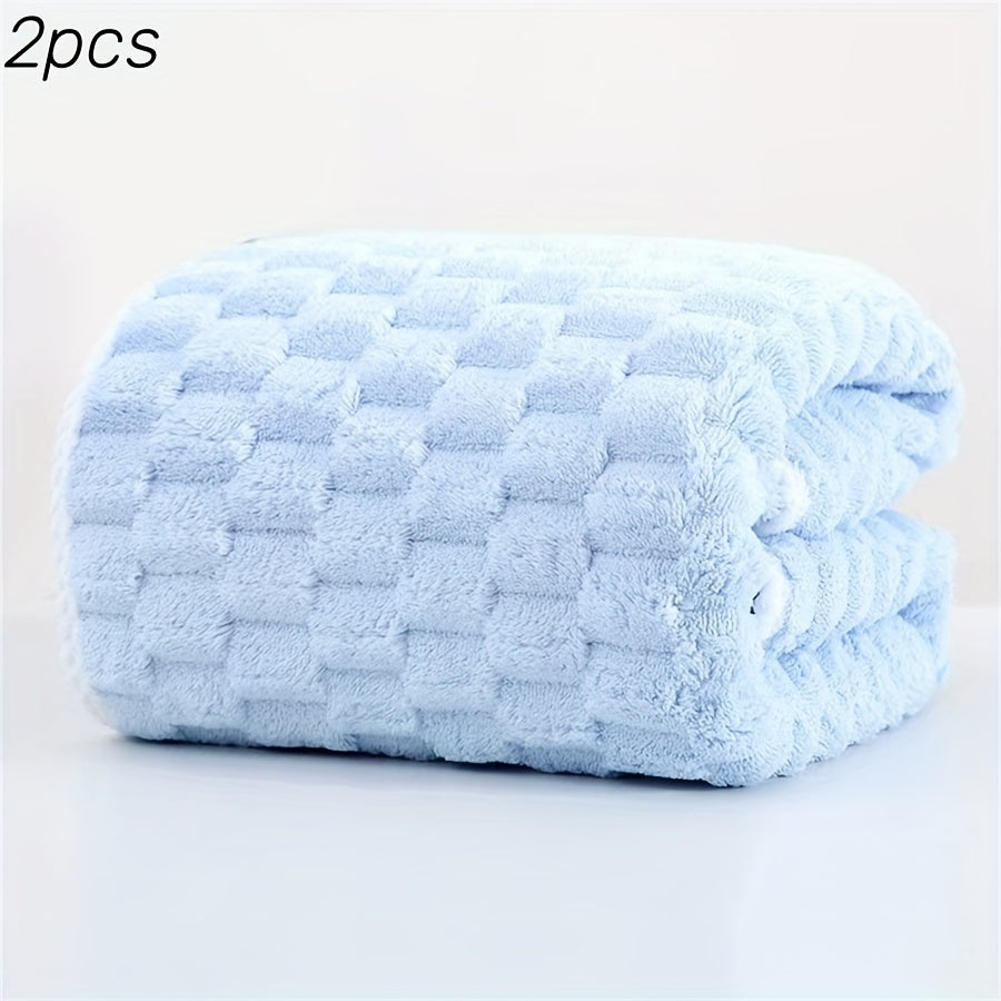 2pcs Ultra-Soft Microfiber Bath Towels - Super Absorbent, Quick-Dry Waffle Weave Towels For Daily Use, Spa, Gym & Travel - Fragrance-Free, Polyester/Polyamide Blend Microfiber Hair Towel Microfiber Towel