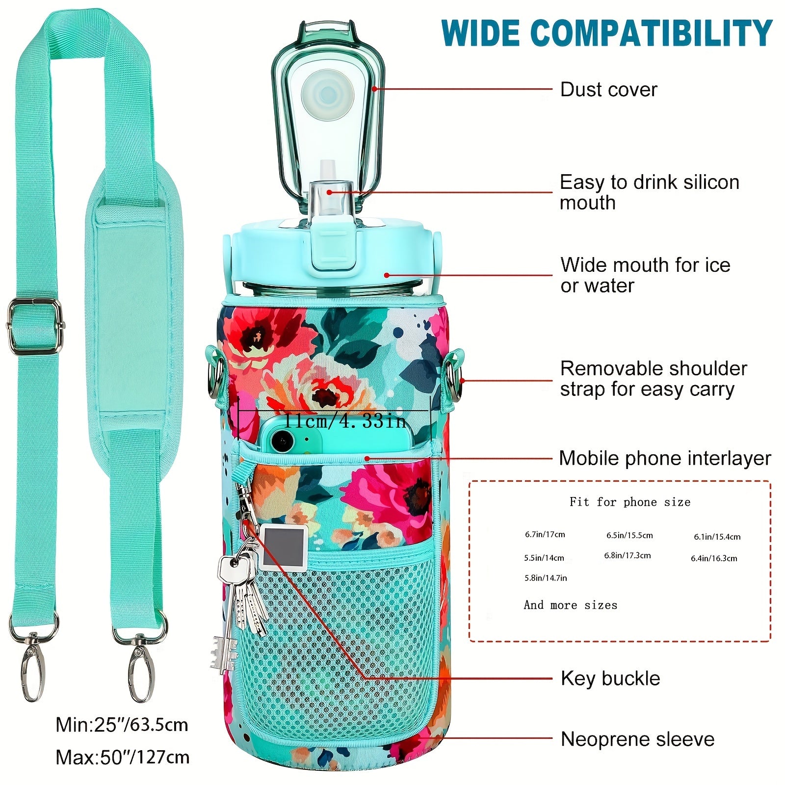 1pc Leak Proof Water Bottle With Straw And Chug Lid, Reusable Insulated With Storage Sleeve And Handle Water Jug For Daily Hydration, Sports, Gym