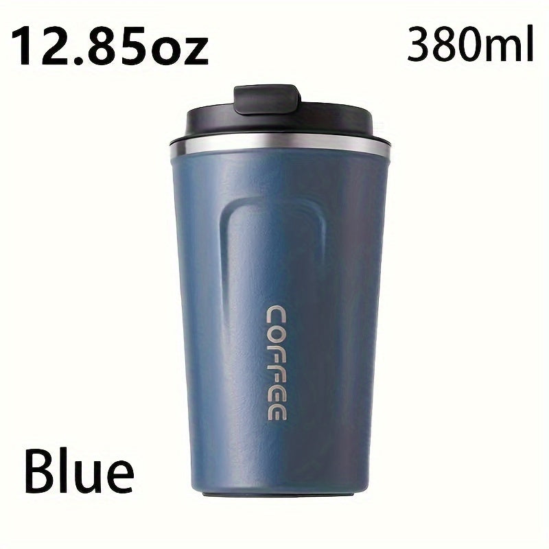 1pc Double Wall Stainless Steel Insulated Coffee Mug, 380ml/510ml, Leak-Proof, Portable, Sealable Lid, BPA-Free, Ideal for Outdoor Camping, Travel, Sports, Gym, Car Use, Hot and Cold Beverages, Perfect Gift for Valentine's, M