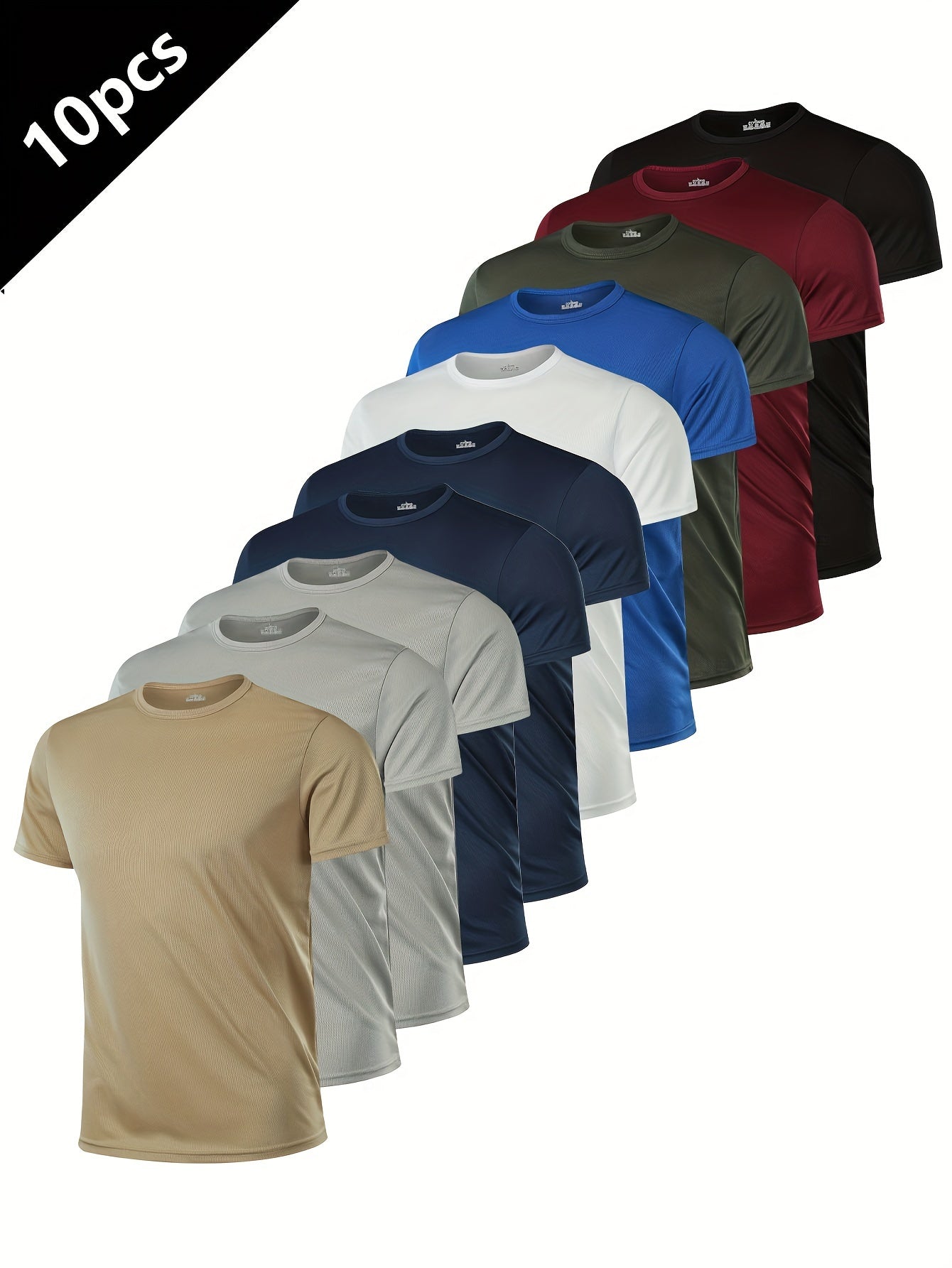 10 Men'S Performance T-Shirts - Highly Breathable, Quick-Drying, Moisture-Wicking, Short-Sleeve for Outdoor Fitness, Gym, Running, And an Active Lifestyle - Comfortable, Soft, And Lightweight.