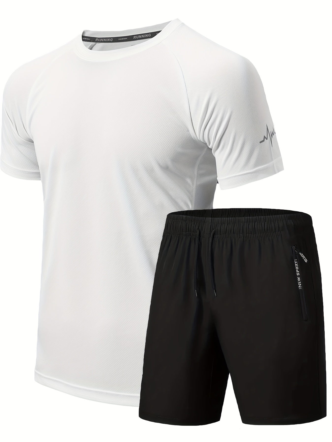 2pcs Men's Workout Set - Short Sleeve T-shirt and Drawstring Shorts for Basketball, Football, Exercise, Training, Running, and Gym - Solid Color, Comfortable Fit, Moisture-Wicking Fabric