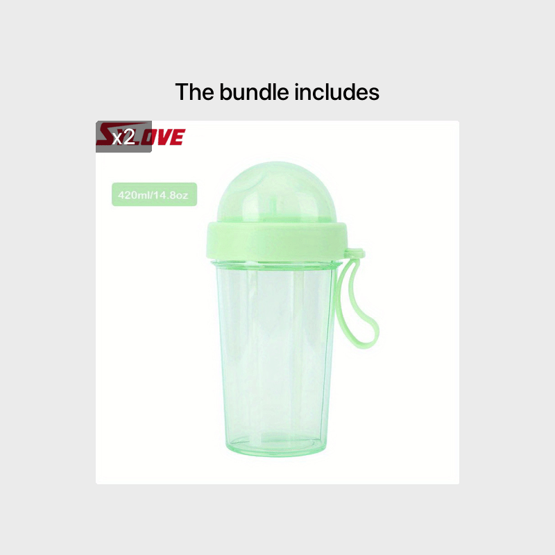 1pc 600ml/21.2oz 420ml/14.8oz Kawaii Double Water Bottles - Portable & Large Capacity - Perfect For Outdoor Activities & Sports