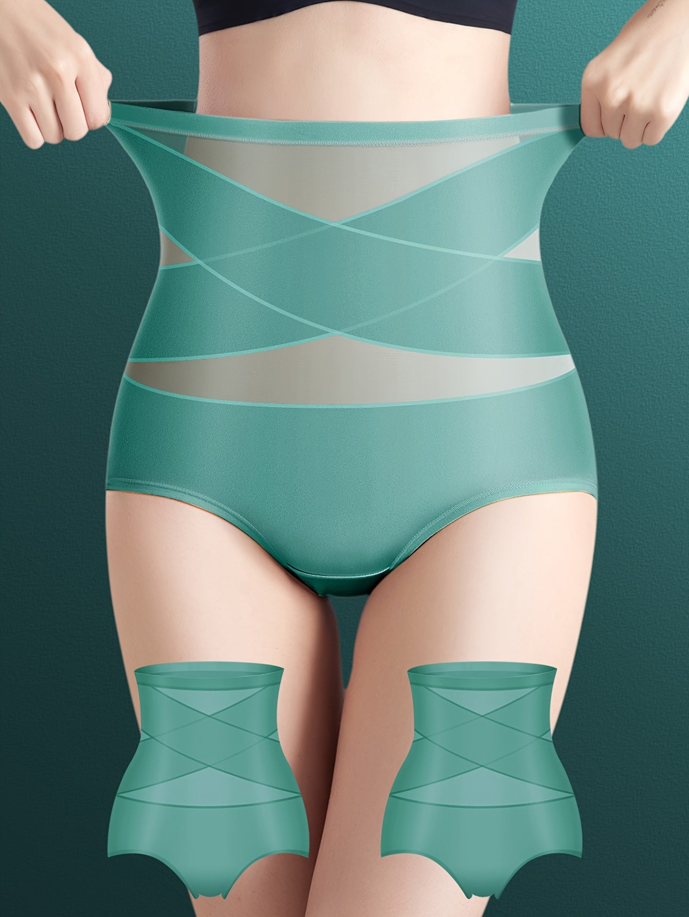 2pcs Women's High-Waisted Shapewear Shorts & Butt Lifting Underwear - Ice Silky Nylon Cross Compression Abdominal Control, Postpartum, 360° Shaping with Breathable Mesh & Spiral Support, Seamless Gym Yoga Shaper for All Body