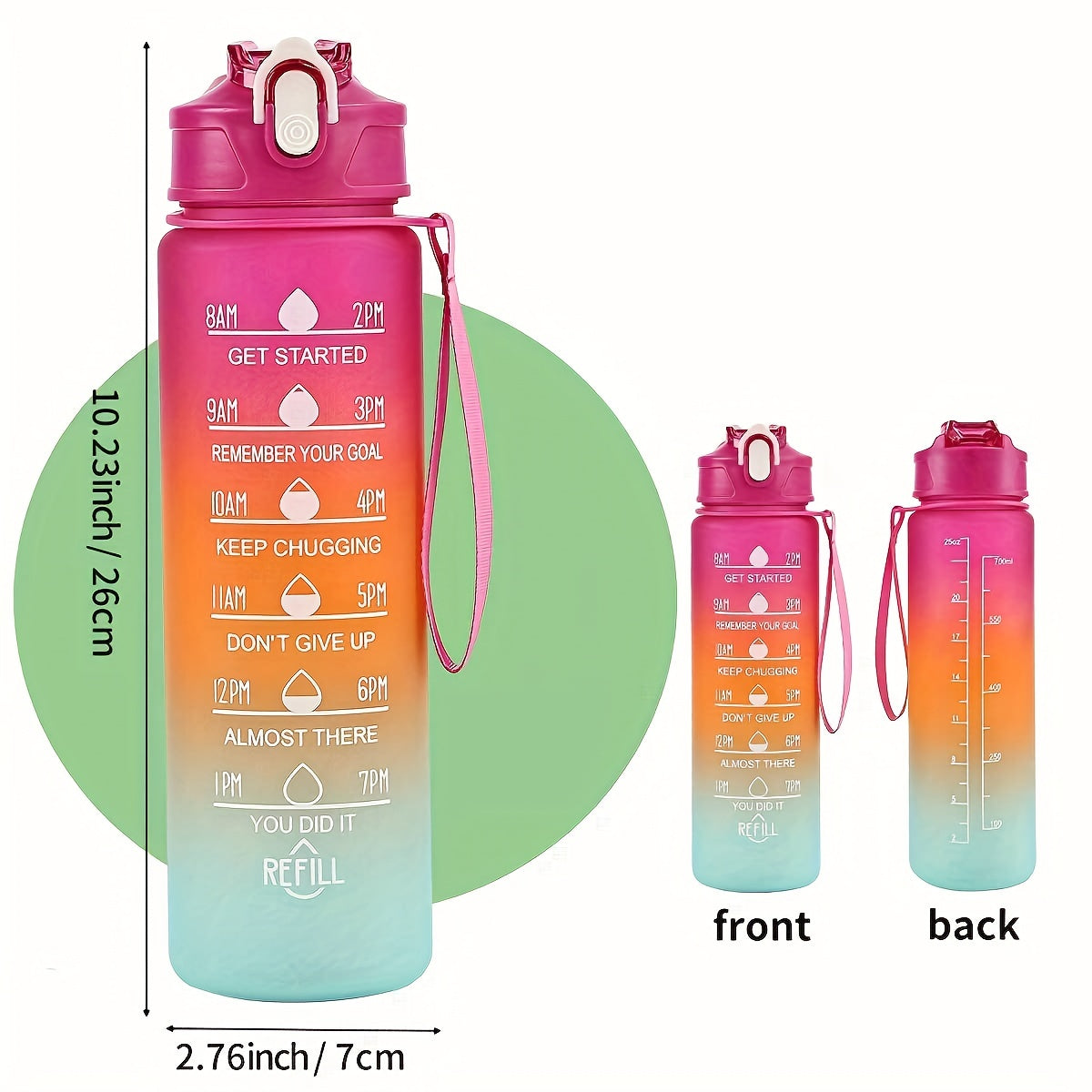 1pc, Motivational Water Bottle 32oz/1L, Sports Water Bottle With Time Marker And Portable Rope, Straight Sports Drinking Bottle, For Outdoor Gym, Fitness, Gift