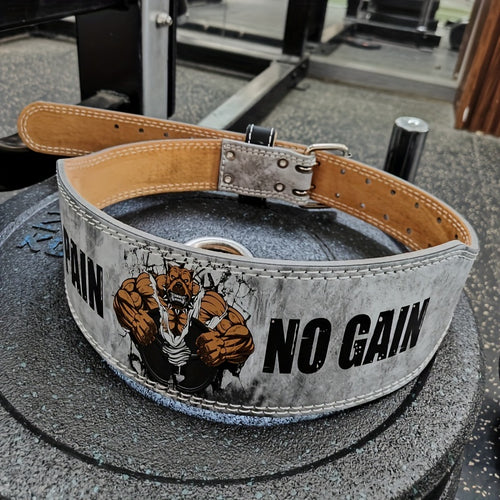 1pc "No Pain No Gain" Weightlifting Belt - Heavy Duty Gym Belt with Vibrant Bear Design, Super Fiber Skin, Perfect for Deadlifts, Squats, and Powerlifting, Gym Essentials | Bold Graphic Belt | Durable Belt, Weightlifting Belt
