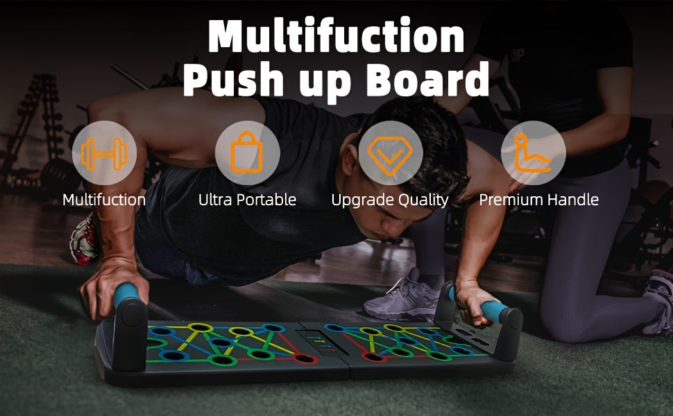 11pcs/set Push Up Board, Portable Foldable With Resistance Band, Home Gym Push Up Bar, Floor Push Up Handle, Professional Strength Training Equipment For Men And Women