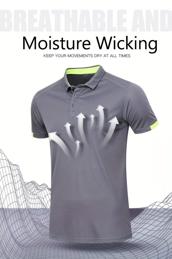 3pcs Mens Shirts Short Sleeve Breathable Quick Dry Golf Shirts Mens Running Sports Tee Top Gym Workout T Shirts