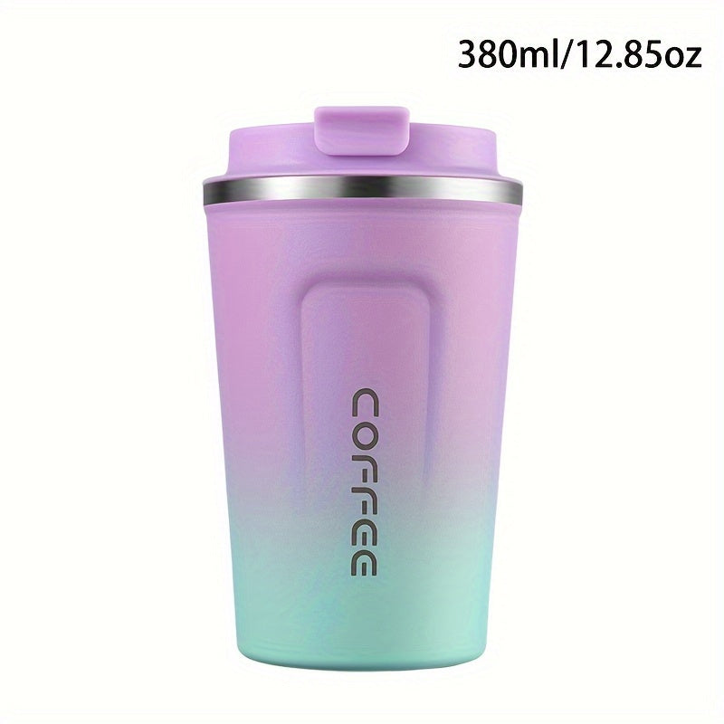1pc Double Wall Stainless Steel Insulated Coffee Mug, 380ml/510ml, Leak-Proof, Portable, Sealable Lid, BPA-Free, Ideal for Outdoor Camping, Travel, Sports, Gym, Car Use, Hot and Cold Beverages, Perfect Gift for Valentine's, M
