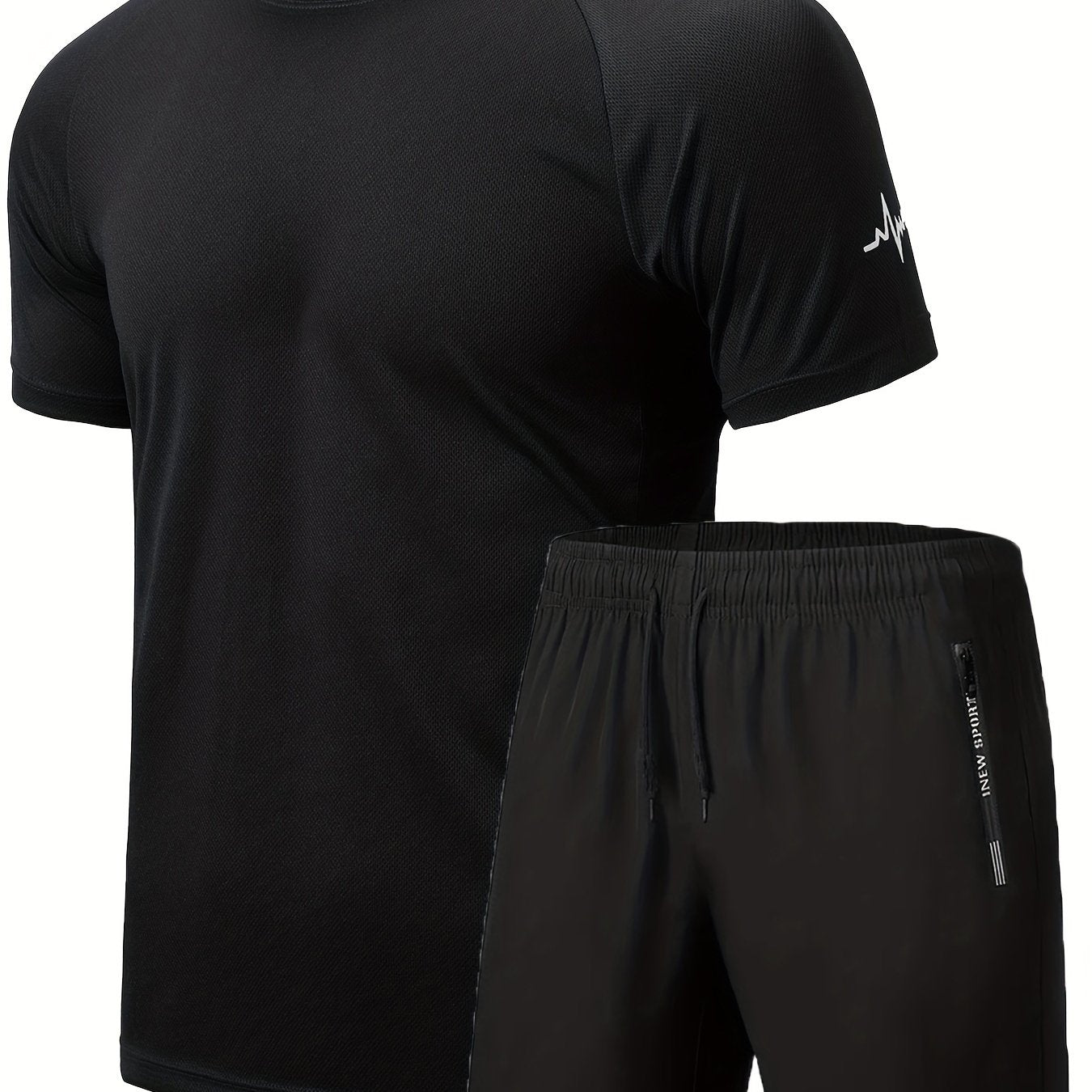 2pcs Men's Workout Set - Short Sleeve T-shirt and Drawstring Shorts for Basketball, Football, Exercise, Training, Running, and Gym - Solid Color, Comfortable Fit, Moisture-Wicking Fabric