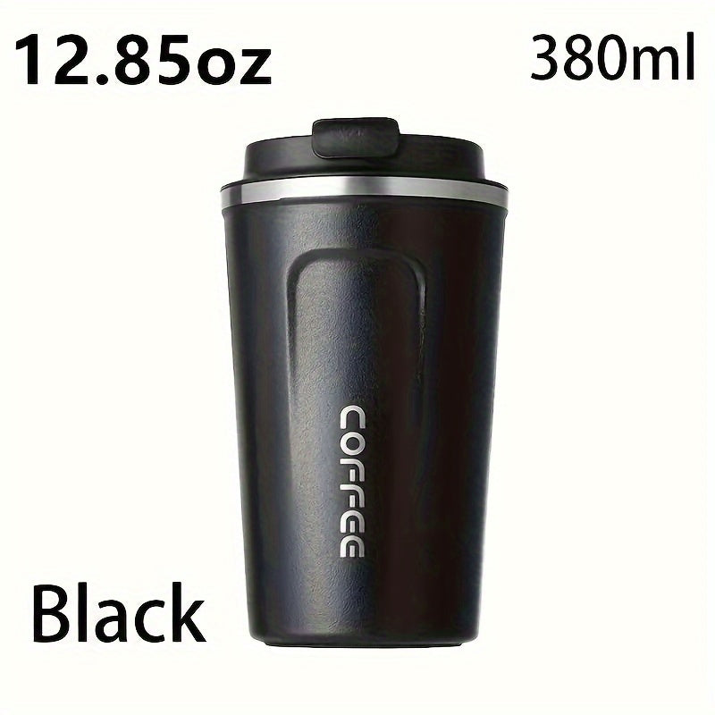 1pc Double Wall Stainless Steel Insulated Coffee Mug, 380ml/510ml, Leak-Proof, Portable, Sealable Lid, BPA-Free, Ideal for Outdoor Camping, Travel, Sports, Gym, Car Use, Hot and Cold Beverages, Perfect Gift for Valentine's, M