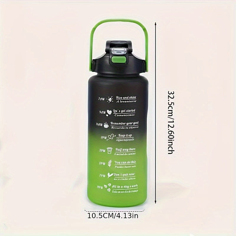 3-Pack/1-Pack/2-Pack Large Capacity Motivational Water Bottle With Time Marker, Leakproof, 32oz/64oz, With Durable Carrying Strap, For Fitness, Gym, Outdoor Sports